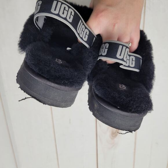 Ugg Funkette black sequin logo slippers clogs lined chunky - Picture 4 of 9